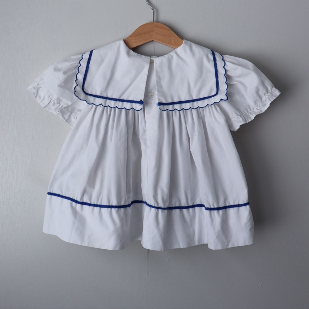 Vintage Embroidered Sailboat Nautical Short Sleeve Sailor Dress - Picture 7 of 9